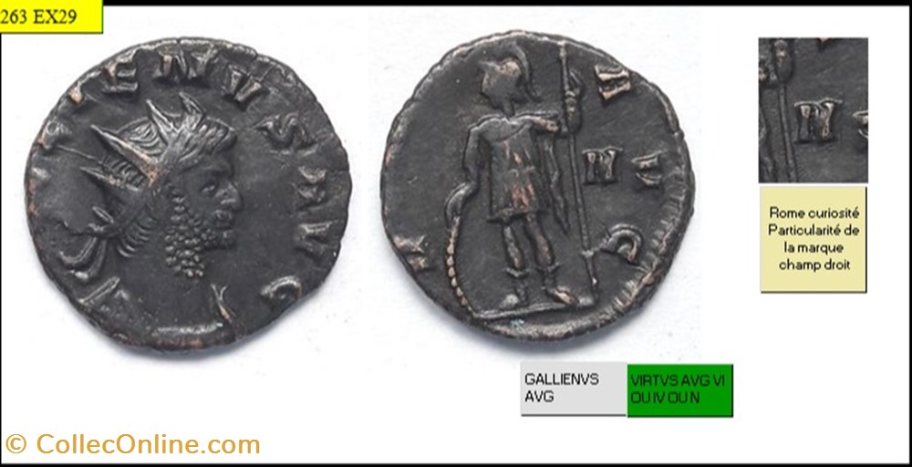 ROME GALLIEN VIRTVS AVG VI OU IV OU N GALLIENUS AVG monnaies antiques romaines imperiales et republicaines rome gallien virtvs avg vi ou iv ou n gallienus avg