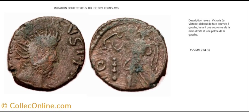 IMITATION TETRICUS I COMES AVG monnaies antiques romaines imperiales republicaines imitation tetricus i comes avg