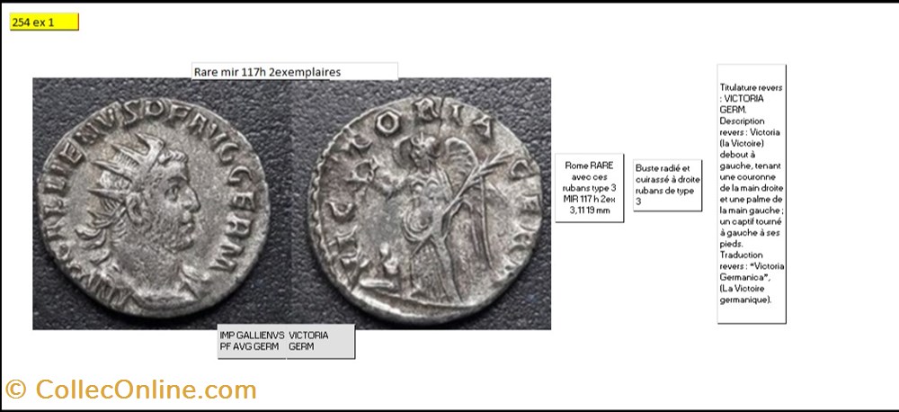 ROME GALLIEN VICTORIA GERM IMP GALLIENVS PF AVG GERM monnaies antiques romaines imperiales et republicaines rome gallien victoria germ imp gallienvs pf avg germ