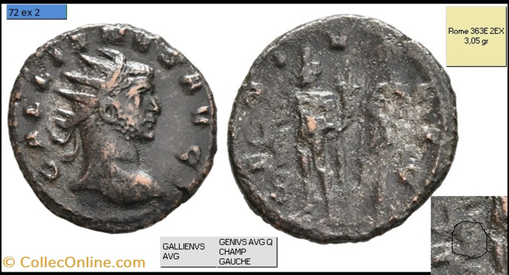 monnaies antiques romaines imperiales et republicaines rome gallien genivs avg q champ gauche gallienvs avg