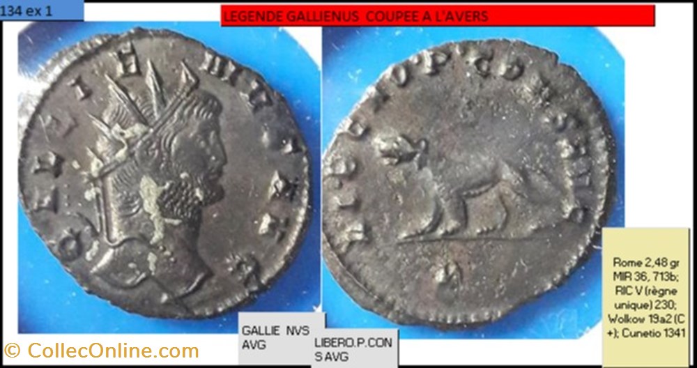 ROME GALLIEN LIBERO.P.CONS AVG Panthère marchant à gauche, B en exergue GALLIENVS AVG monnaies antiques romaines imperiales et republicaines rome gallien libero p cons avg panthere marchant a gauche b en exergue gallienvs avg