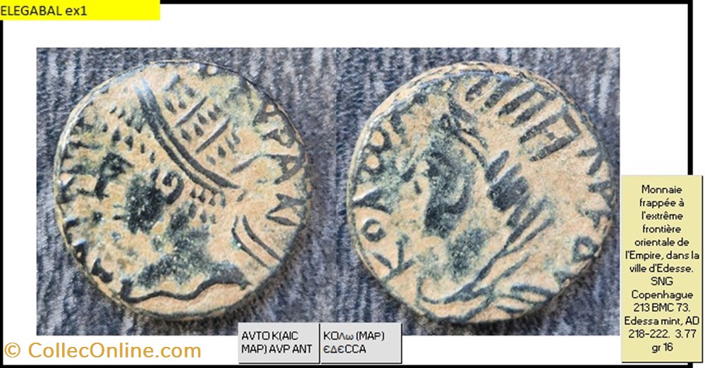 PROVINCIALE ELEGABAL Mésapotamie Edessa monnaies antiques romaines provinciales provinciale elegabal mesapotamie edessa