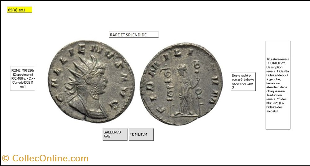 monnaies antiques romaines imperiales et republicaines rome gallien fid militvm gallienvs avg
