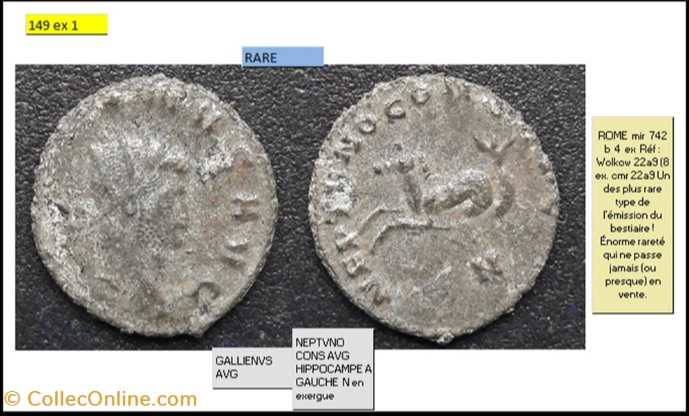 monnaies antiques romaines imperiales et republicaines rome gallien neptvno cons avg hippocampe a gauche n en exergue gallienvs avg