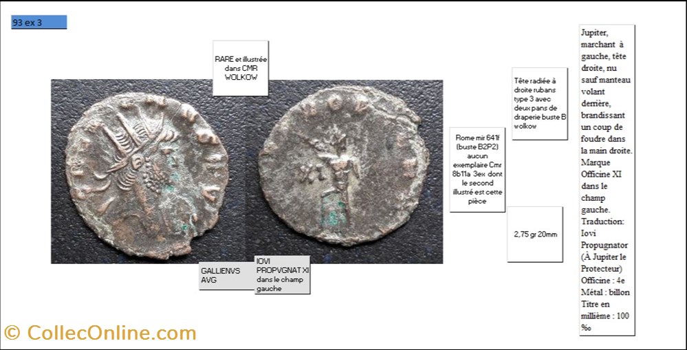 monnaies antiques romaines imperiales et republicaines rome gallien iovi propvgnat xi champ gauche gallienvs avg