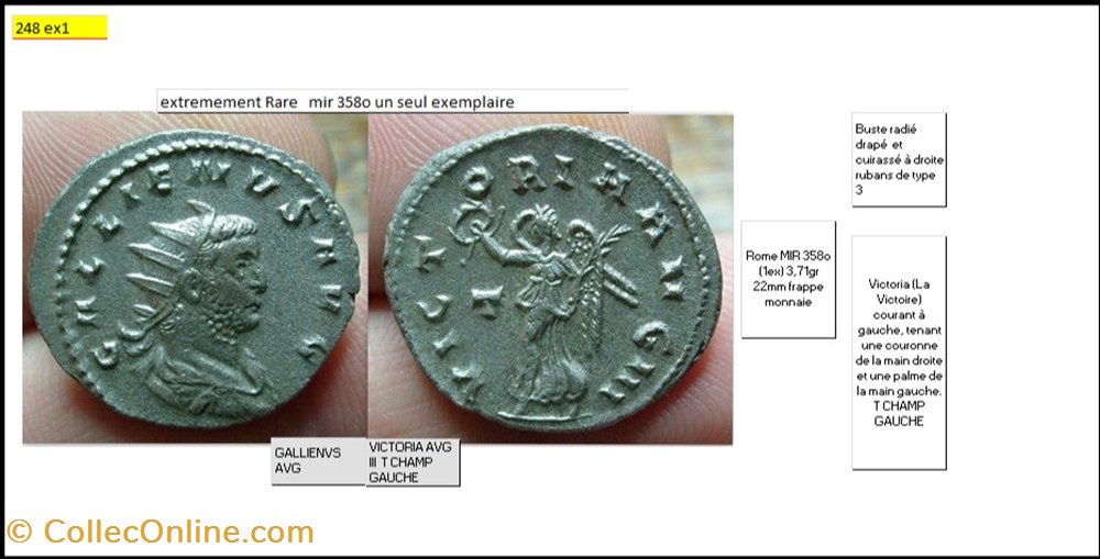 monnaies antiques romaines imperiales et republicaines rome gallien victoria avg iii t champ gauche gallienvs avg