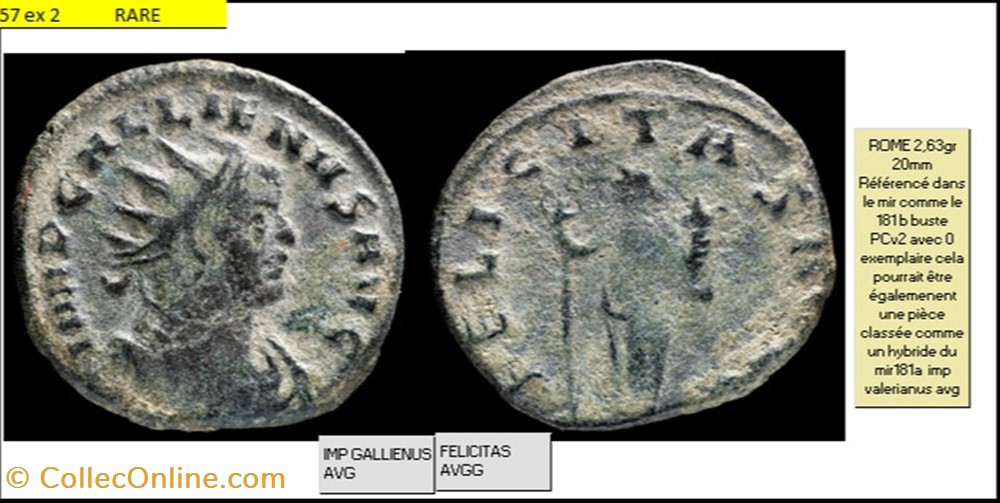 ROME GALLIEN FELICITAS AVGG IMP GALLIENUS AVG monnaies antiques romaines imperiales et republicaines rome gallien felicitas avgg imp gallienus avg