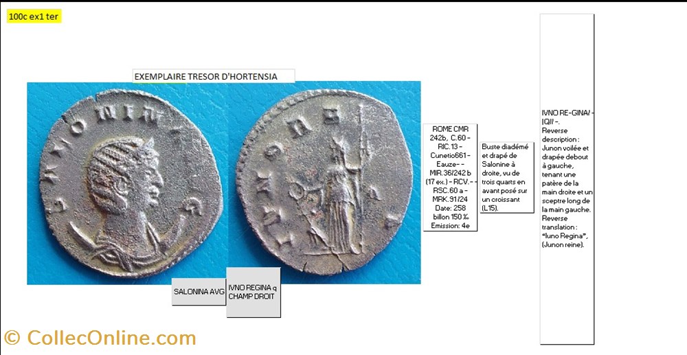 monnaies antiques romaines imperiales et republicaines rome salonine ivno regina q champ droit salonina avg