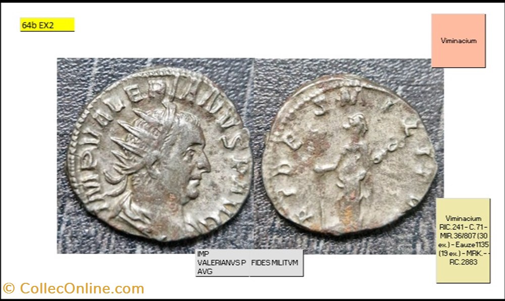 VIMINACIUM VALERIEN 1ER FIDES MILITVM IMP VALERIANVS P AVG monnaies antiques romaines imperiales et republicaines viminacium valerien 1er fides militvm imp valerianvs p avg