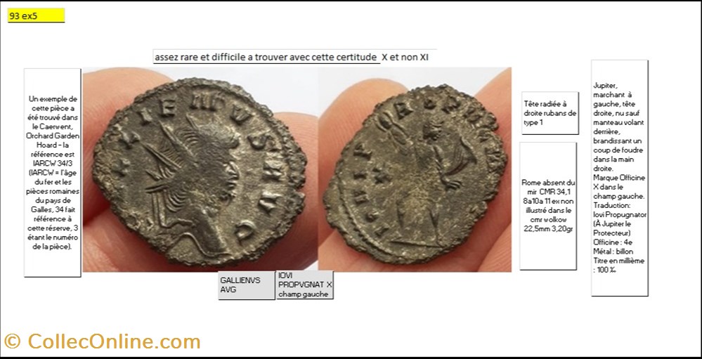 ROME GALLIEN IOVI PROPVGNAT X champ gauche GALLIENVS AVG monnaies antiques romaines imperiales et republicaines rome gallien iovi propvgnat x champ gauche gallienvs avg