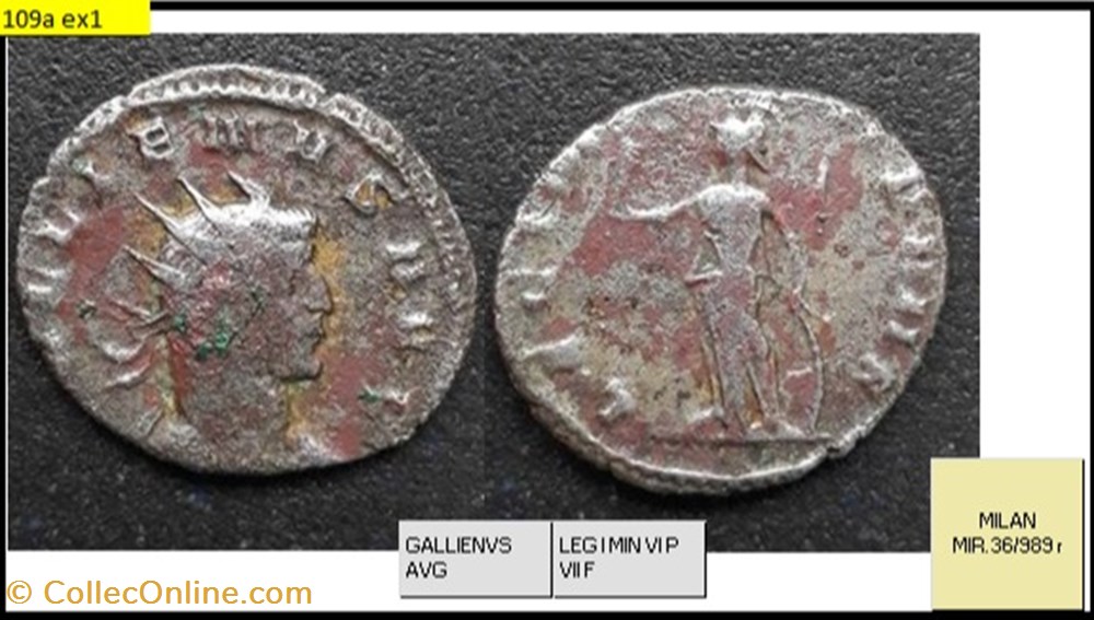 monnaies antiques romaines imperiales et republicaines milan gallien leg i min vii p vi f gallienvs avg