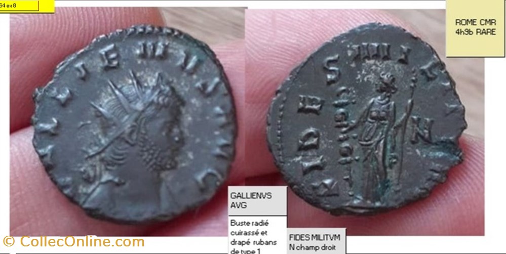 monnaies antiques romaines imperiales et republicaines rome gallien fides militvm n champ droit gallienvs avg