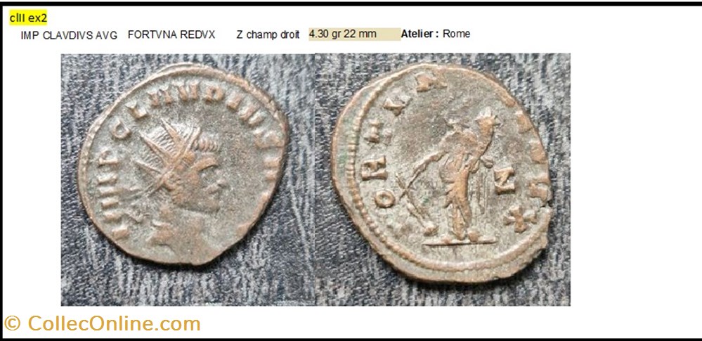 monnaies antiques romaines imperiales et republicaines rome claude ii fortvna redvx z champ droit imp clavdivs avg