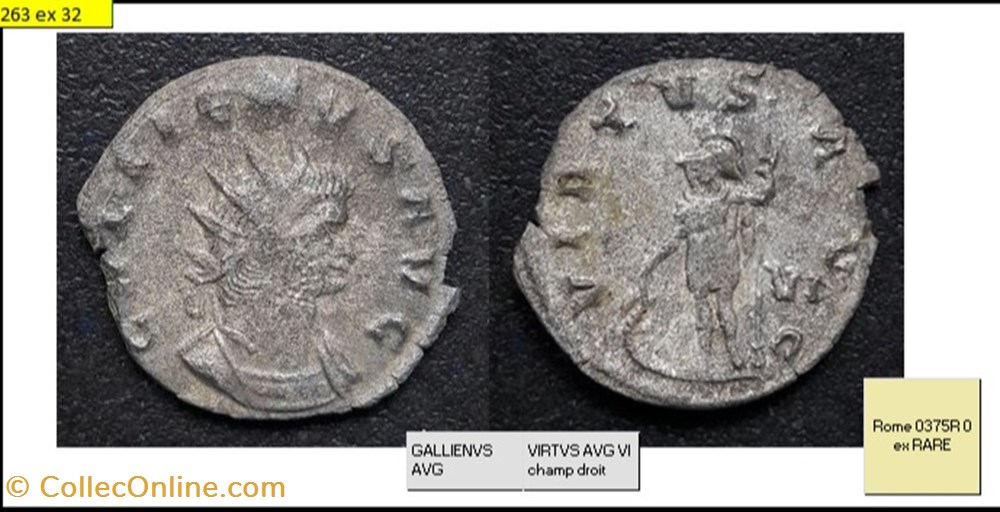 monnaies antiques romaines imperiales et republicaines rome gallien virtvs avg vi champ droit gallienvs avg