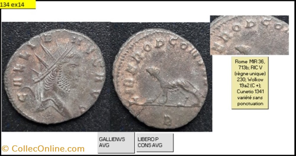 monnaies antiques romaines imperiales et republicaines rome gallien libero p cons avg panthere marchant a gauche b en exergue gallienvs avg