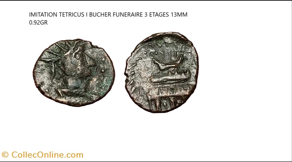 IMITATION TETRICUS I CONSECRATIO bûcher funéraire à 3 étages (CLAUDE II) monnaies antiques romaines imperiales republicaines imitation tetricus i consecratio bucher funeraire a 3 etages claude ii