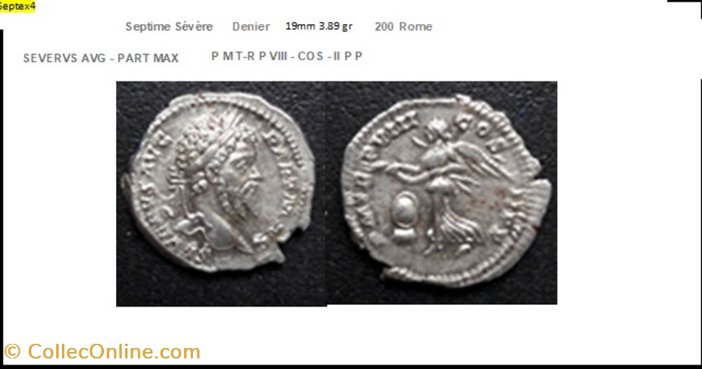 ROME SEPTIME SEVERE P M T-R P VIII - COS - II P P SEVERVS AVG - PART MAX monnaies antiques romaines imperiales et republicaines rome septime severe p m t r p viii cos ii p p severvs avg part max