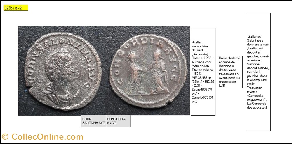 monnaies antiques romaines imperiales et republicaines samosate salonine concordia avgg corn salonina avg