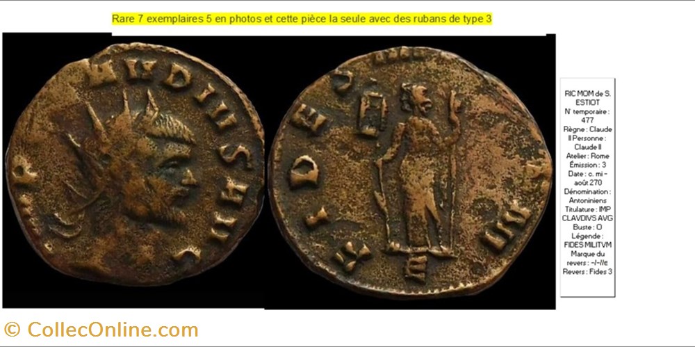 ROME CLAUDE II FIDES MILITVM ε epsilon EN EXERGUE IMP CLAUDIUS AVG monnaies antiques romaines imperiales et republicaines rome claude ii fides militvm epsilon en exergue imp claudius avg