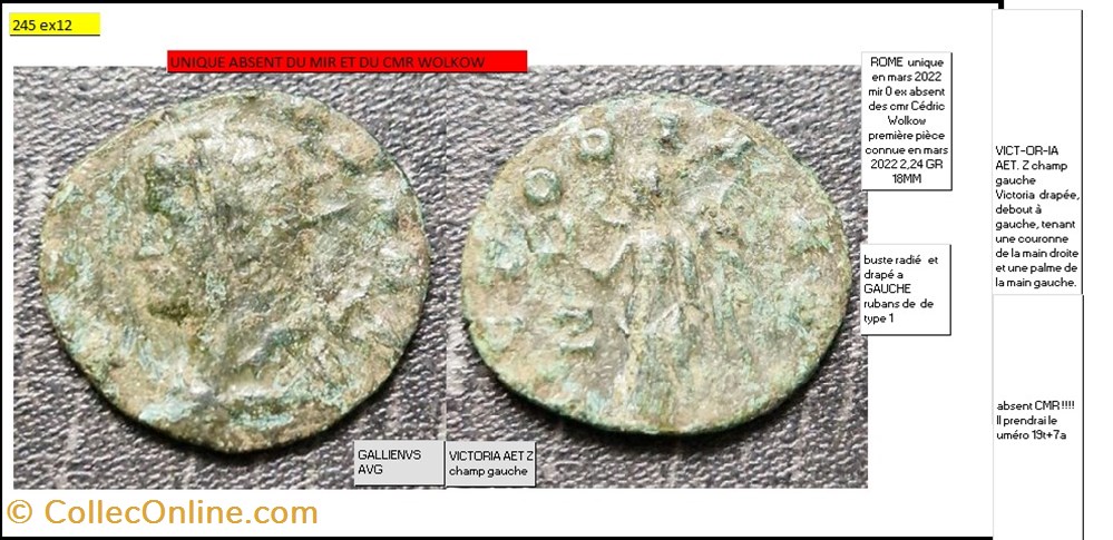 ROME GALLIEN VICTORIA AET Z champ gauche GALLIENVS AVG monnaies antiques romaines imperiales republicaines rome gallien victoria aet z champ gauche gallienvs avg