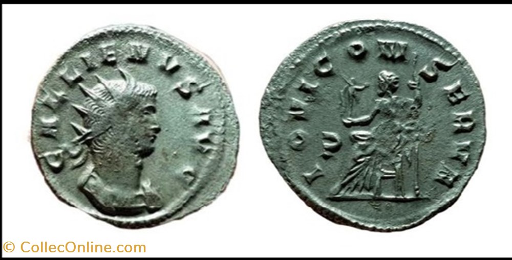 MILAN GALLIEN IOVI CONSERVA P dans le champ gauche GALLIENVS AVG monnaies antiques romaines imperiales et republicaines milan gallien iovi conserva p dans le champ gauche gallienvs avg