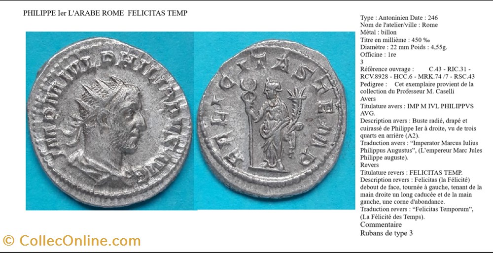 ROME PHILIPPE I L'ARABE FELICITAS TEMP IMP M IVL PHILIPPVS AVG monnaies antiques romaines imperiales et republicaines rome philippe i arabe felicitas temp imp m ivl philippvs avg