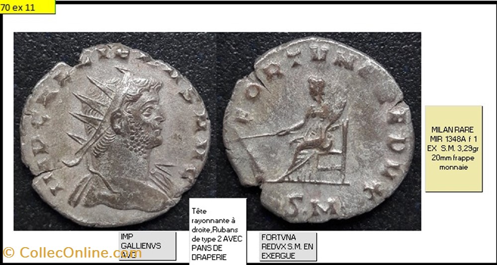 monnaies antiques romaines imperiales et republicaines milan gallien fortuna redux s m en exergue imp gallienvs avg