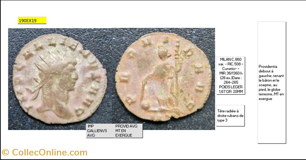 monnaies antiques romaines imperiales et republicaines milan gallien provid avg mt en exergue imp gallienvs avg
