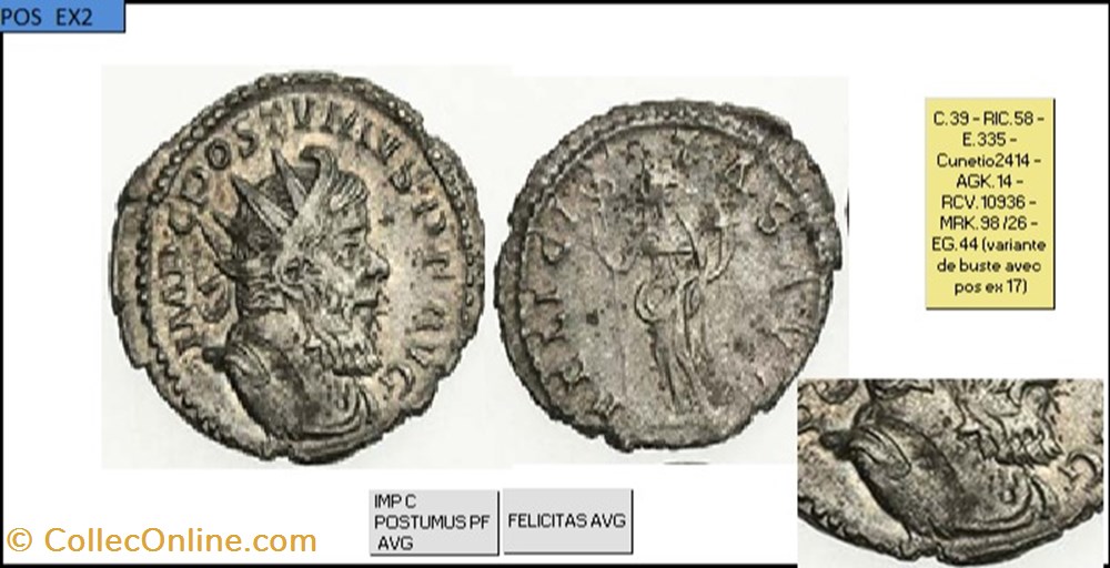 TREVES POSTUME FELICITAS AVG IMP C POSTUMUS PF AVG monnaies antiques romaines imperiales et republicaines treves postume felicitas avg imp c postumus pf avg