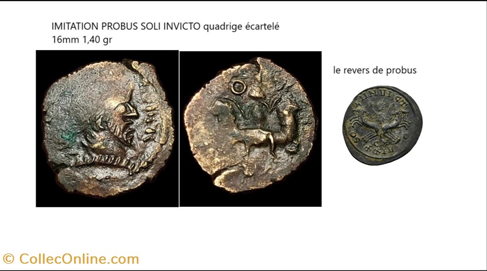IMITATION PROBUS SOLI INVICTO quadrige écartelé monnaies antiques romaines imperiales et republicaines imitation probus soli invicto quadrige ecartele