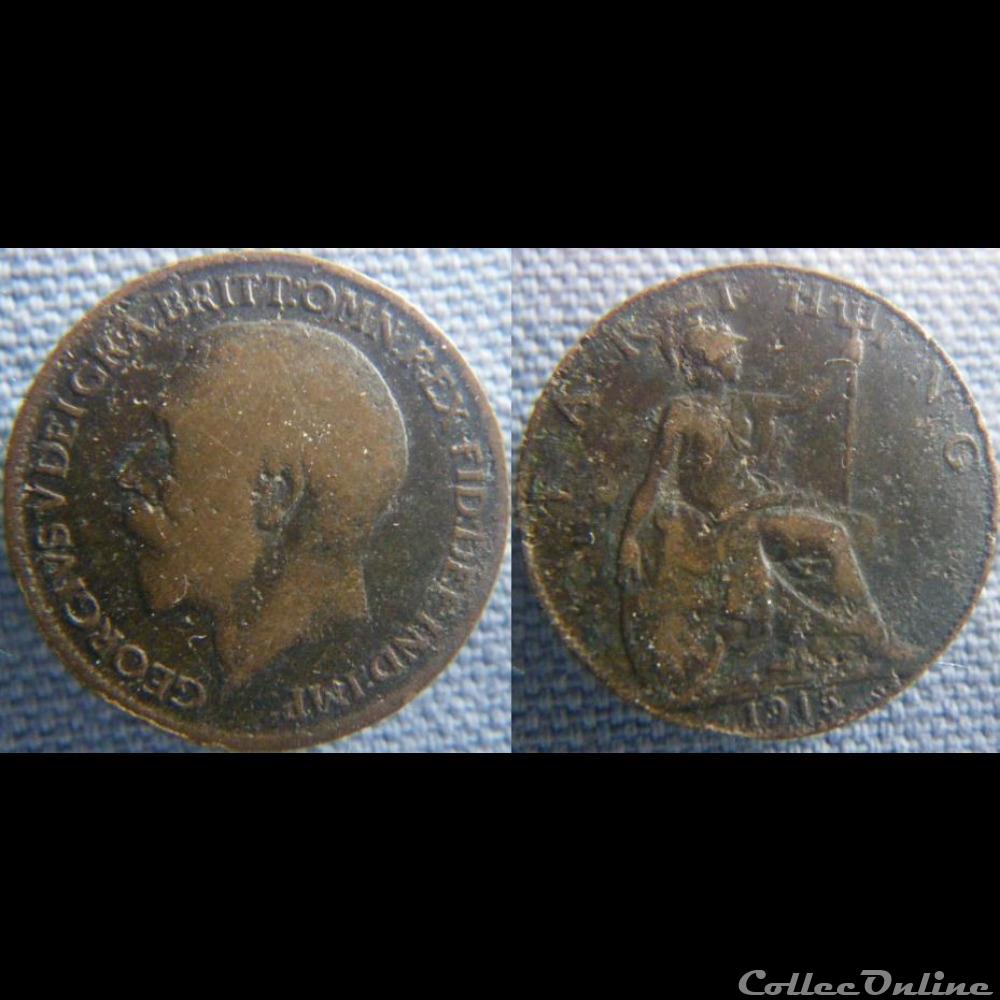 Farthing 1915 monnaie monde royaume uni farthing 1915