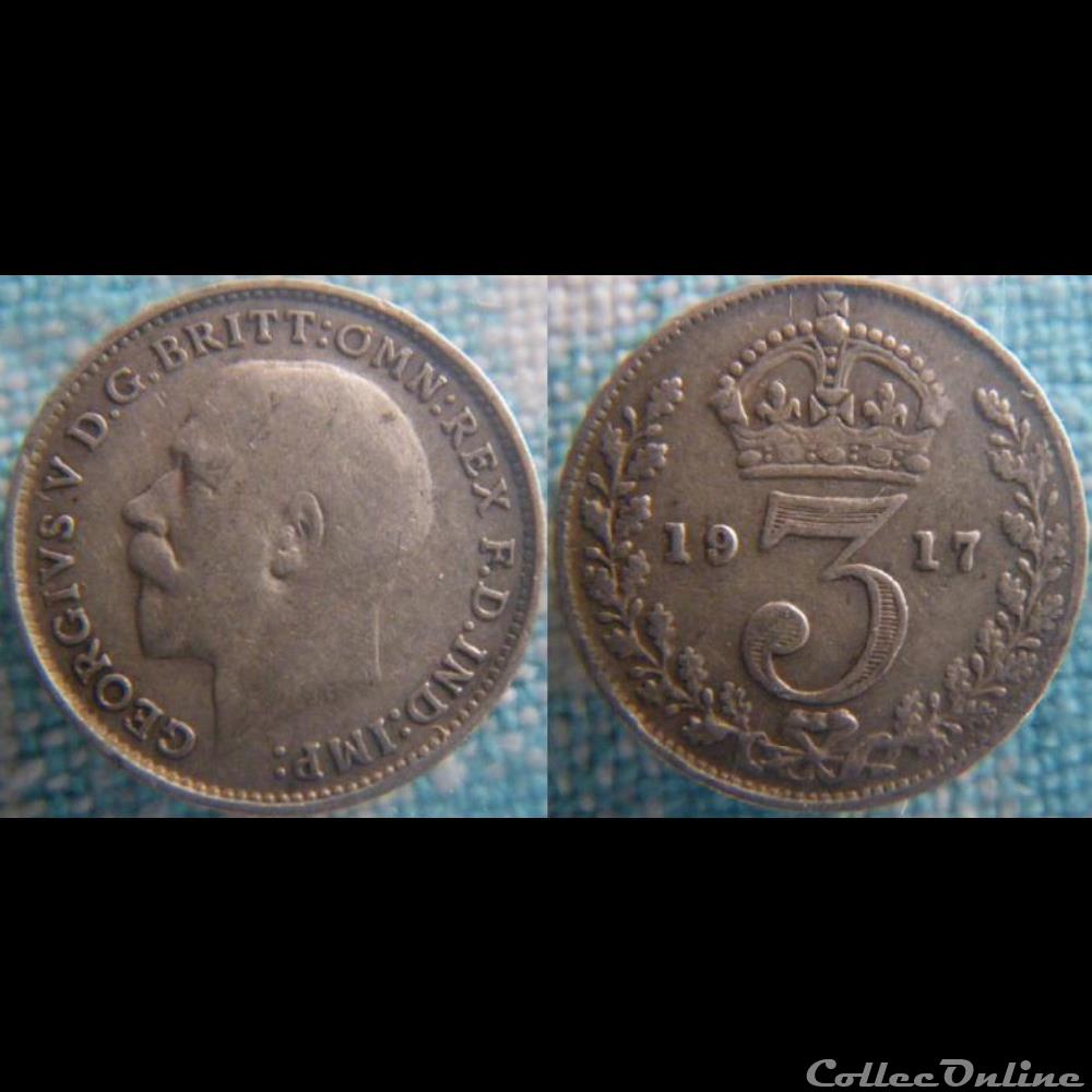 monnaie monde royaume uni 3 pence 1917