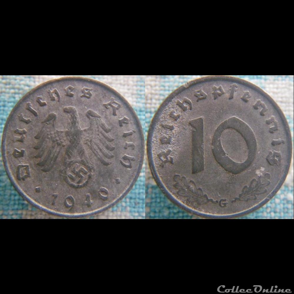 10 Reichspfennig 1940 G monnaie monde allemagne 10 reichspfennig 1940 g