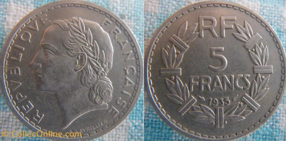 monnaie france moderne 5 francs 1935