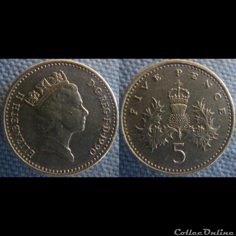 5 Pence 1990 monnaie monde royaume uni 5 pence 1990