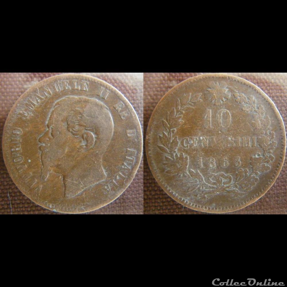 10 centesimi 1863 monnaie monde italie 10 centesimi 1863
