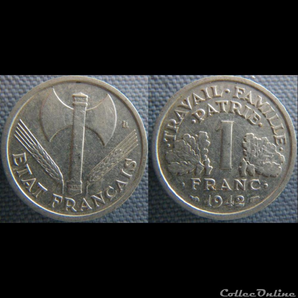 1 Franc 1942 lourde monnaie france moderne 1 franc 1942 lourde