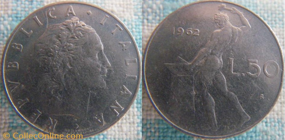 50 Lire 1962 monnaie monde italie 50 lire 1962