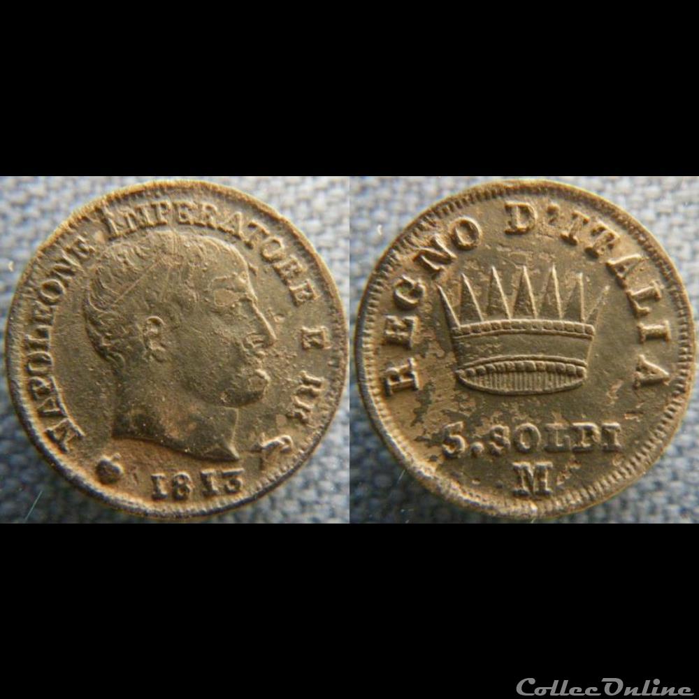monnaie monde italie 5 soldi 1813 m