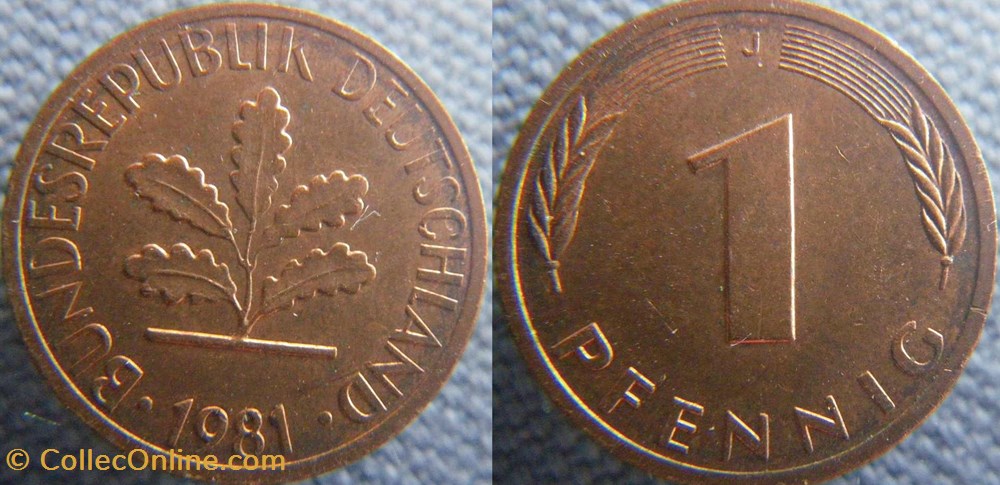 1 pfennig 1981 J monnaies monde allemagne 1 pfennig 1981 j