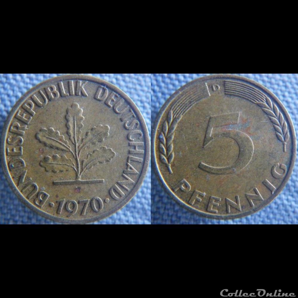 monnaie monde allemagne 5 pfennig 1970 d
