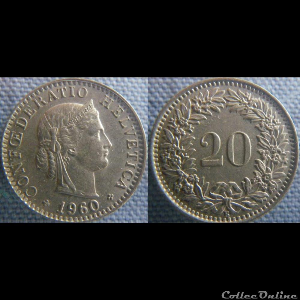 20 Rappen 1960 B monnaie monde suisse 20 rappen 1960 b
