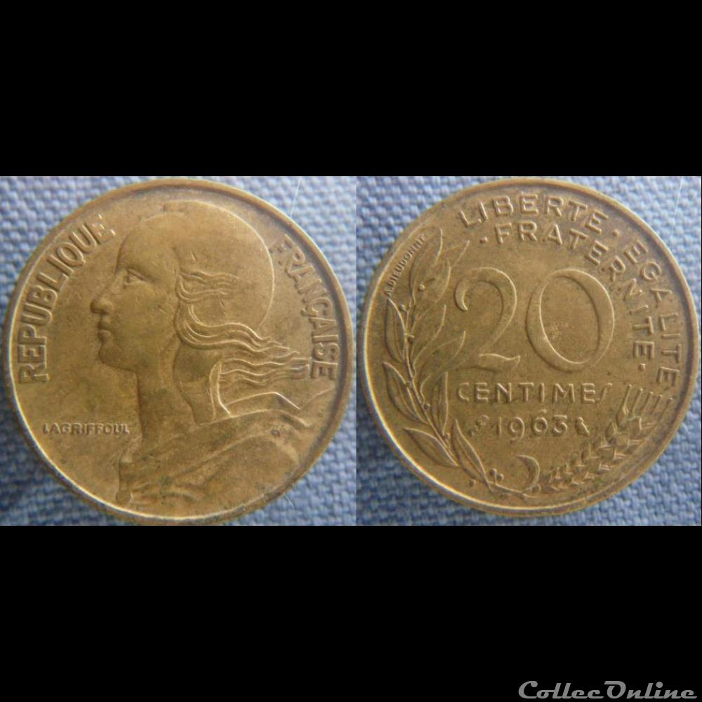 20 Centimes 1963 monnaie france moderne 20 centimes 1963