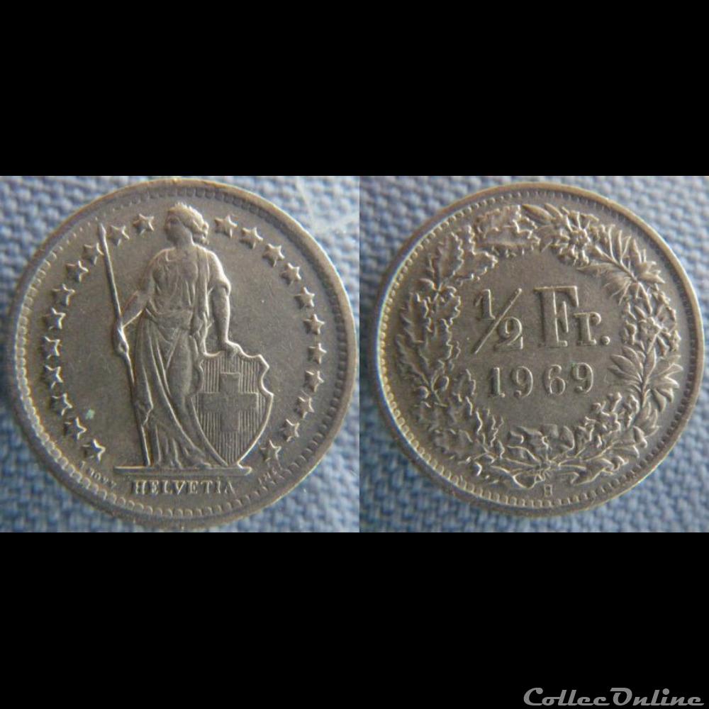 1/2 Franc 1969 B monnaie monde suisse 1 2 franc 1969 b