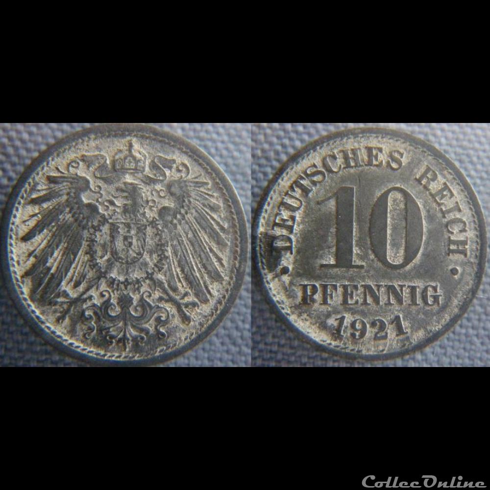 10 pfennig 1921 monnaie monde allemagne 10 pfennig 1921