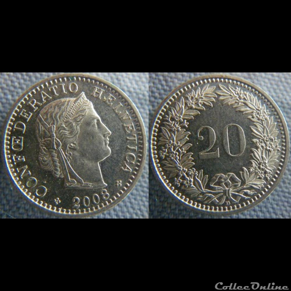 20 Rappen 2008 B monnaie monde suisse 20 rappen 2008 b