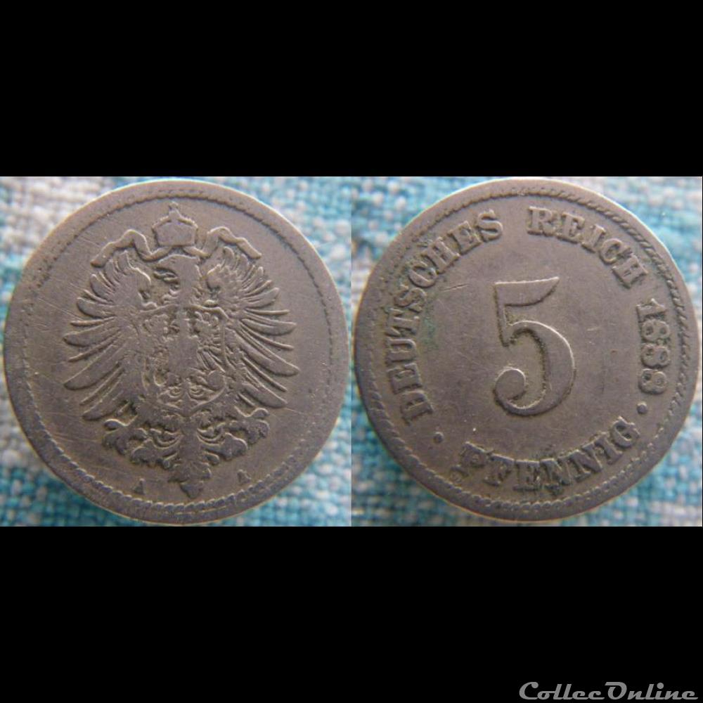 5 pfennig 1888 A monnaie monde allemagne 5 pfennig 1888 a