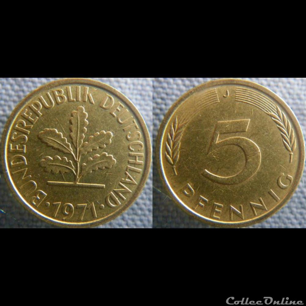 5 Pfennig 1971 J monnaie monde allemagne 5 pfennig 1971 j