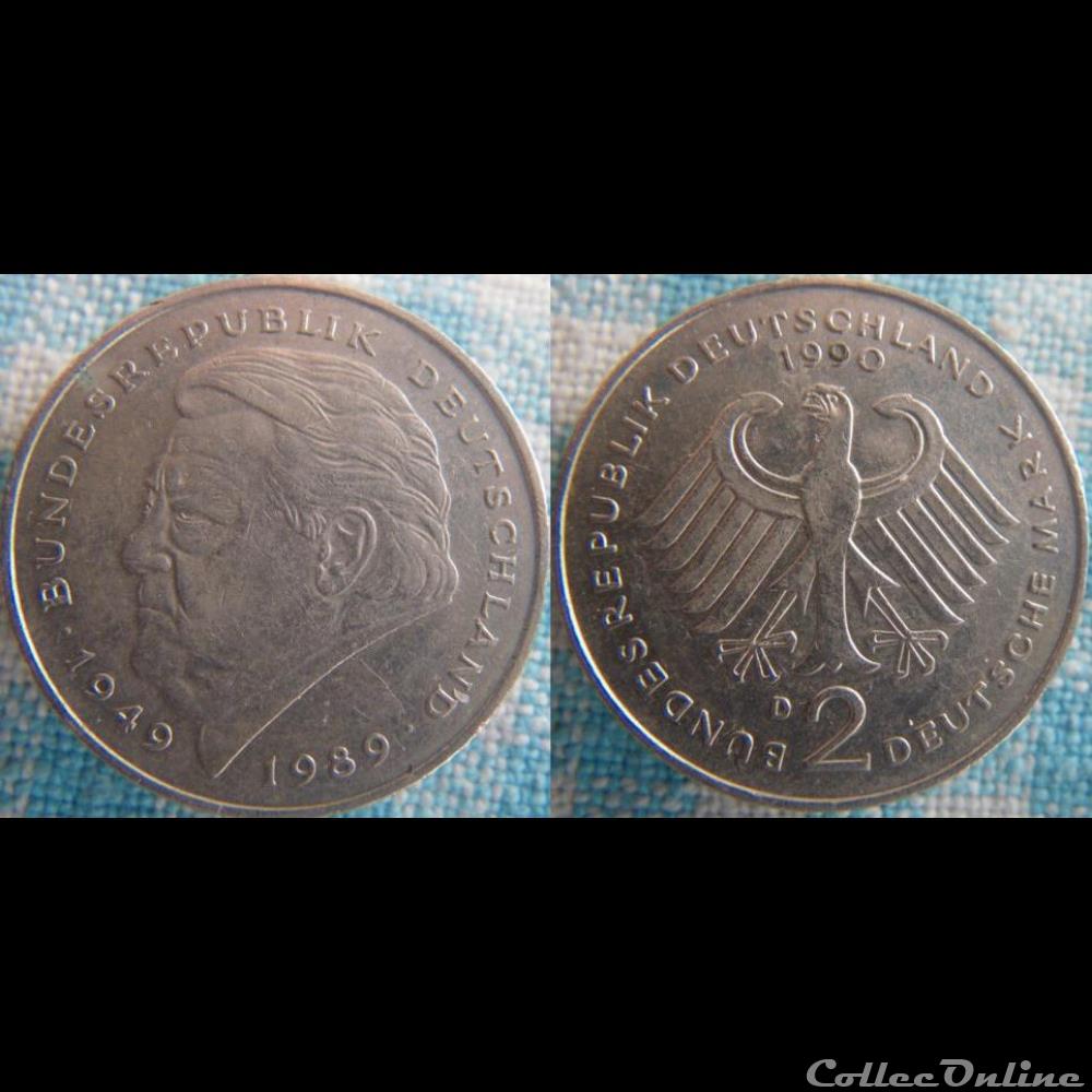 2 Mark 1990 D monnaie monde allemagne 2 mark 1990 d