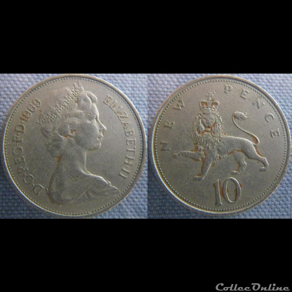10 New Pence 1969 monnaie monde royaume uni 10 new pence 1969